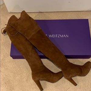 Stuart Weitzman Highland Boot Walnut Suede 8.5